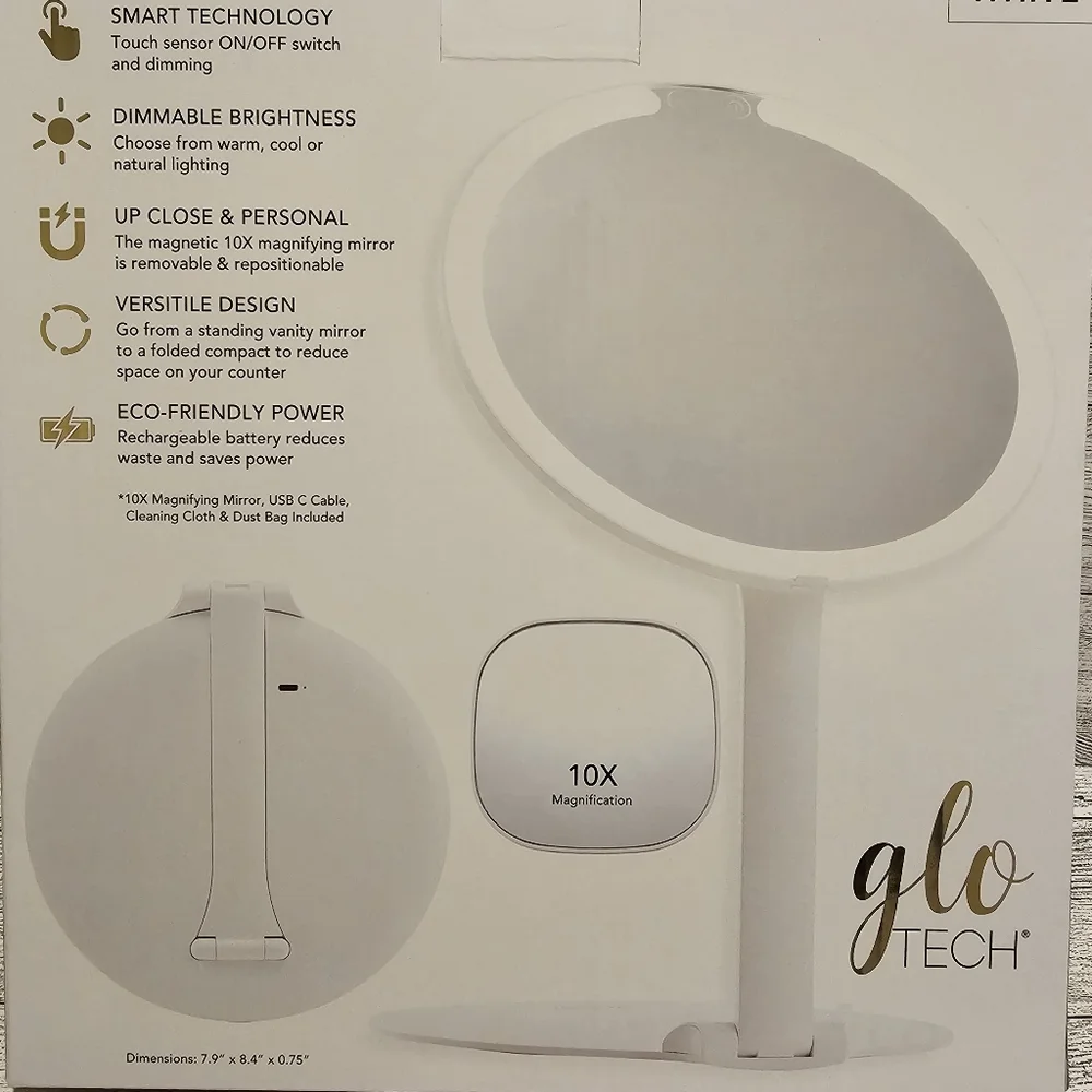White Foldable Travel LED Vanity Mirror